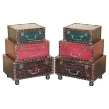 PAR DE GAVETAS DE MESA DE CABECEIRA ESTILO BAÚ DE BAGAGEM VINTAGE, usado comprar usado  Enviando para Brazil
