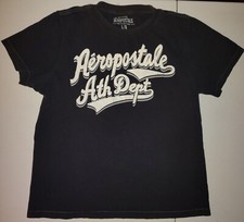Camiseta masculina manga curta 2011 Aeropostale Ath Dept preta grande vintage comprar usado  Enviando para Brazil