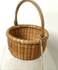 "Rara canasta de caza de ballenas Nantucket miniatura de colección etiqueta Basketville Vermont 3""" segunda mano  Embacar hacia Mexico