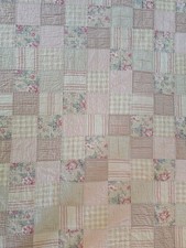 Colcha de retalhos de algodão reversível 84x66 rosa xadrez floral Nautica comprar usado  Enviando para Brazil