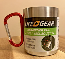 Usado, Mosquetão Life+Gear 10 oz copo de aço inoxidável grau alimentício parede dupla vermelho acampamento comprar usado  Enviando para Brazil