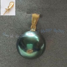 Lindo pingente de pérola redonda AAAA 10-11mm natural preto verde taitiano ouro 14K comprar usado  Enviando para Brazil