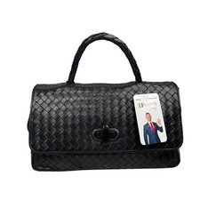 Bolsa Bottega Veneta preta couro Intrecciato tecido alça superior aba trava de volta, usado comprar usado  Enviando para Brazil