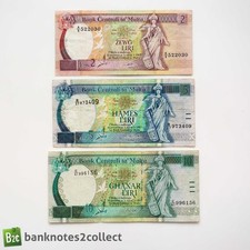 Używany, MALTA: Zestaw 3 banknotów liry maltańskiej. na sprzedaż  Wysyłka do Poland