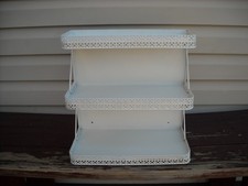 Prateleira de parede/balcão de metal vintage meados do século BRANCA 3 CAMADAS REPINTADA comprar usado  Enviando para Brazil