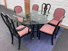 Conjunto de seis mesas e cadeiras Drexel Heritage estilo asiático sala de jantar tampo de vidro comprar usado  Enviando para Brazil