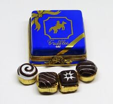 LIMOGES - CAIXA DE PRESENTE AZUL E LAÇO - 4 "TRUFAS" DE DOCES DE CHOCOLATE - DIA DOS NAMORADOS comprar usado  Enviando para Brazil