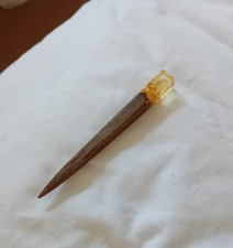 Acessório de cabeça de alfinete de cabelo resina flocos de folha de ouro e madeira marrom claro festa comprar usado  Enviando para Brazil