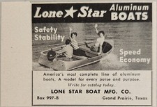 Barcos de alumínio 1950 com estampa Ad Lone Star feitos em Grand Prairie, Texas comprar usado  Enviando para Brazil