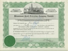 EXTRAÇÃO DE AREIA BETUMINOSA CANADÁ CO 1930 PÉS MCMURRAY ALBERTA CERTIFICADO DE ESTOQUE comprar usado  Enviando para Brazil