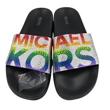 Sandálias Michael Kors Gilmore Slide enfeitadas cristal piscina slide orgulho 9M comprar usado  Enviando para Brazil
