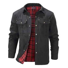 Jaqueta bombardeiro masculina inverno xadrez flanela jaqueta lapela jaquetas de carga casacos comprar usado  Enviando para Brazil