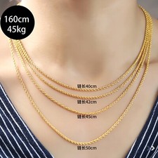 Colar de torção de ouro maciço 18K com corrente de corda Singapura masculino feminino 2mm 16"-24" comprar usado  Enviando para Brazil