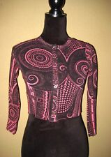 Cardigã Jean Paul Gaultier Itália malha geométrica preto/magenta cropped top P comprar usado  Enviando para Brazil