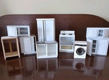 Móveis de madeira feitos à mão para casa de bonecas - armários e eletrodomésticos de cozinha - 9 peças comprar usado  Enviando para Brazil