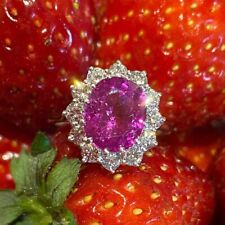 Anel de casamento corte oval 6,48 quilates safira rosa natural e diamante ouro branco 14K comprar usado  Enviando para Brazil