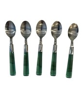 Talheres de aço inoxidável vintage verde esmeralda cabo acrílico 5 colheres comprar usado  Enviando para Brazil