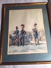 Usado, antiga impressão colorida à mão SAPEURS DU GENIE soldados franceses original emoldurado/esteira comprar usado  Enviando para Brazil