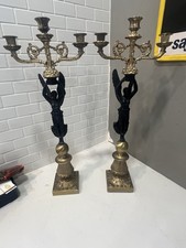 Para mosiężnych metalowych dekoracyjnych figurek trójramiennych kandelabry styl empire 24" , używany na sprzedaż  Wysyłka do Poland
