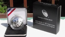 2019 Apollo 50º Aniversário Prova Comemorativa Dólar de Prata OGP CERTIFICADO DE AUTENTICIDADE comprar usado  Enviando para Brazil