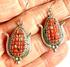 Usado, Brincos pendentes de orelha de milho Zuni vermelho espinhoso ostra turquesa esterlina assinado G comprar usado Usado, Brincos pendentes de orelha de milho Zuni vermelho espinhoso ostra turquesa esterlina assinado G comprar usado  Enviando para Brazil