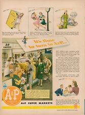 1944 Supermercado Mercearia A&P 1940s Estampa Vintage Anúncio Café Check Out Alimentos comprar usado  Enviando para Brazil