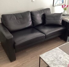 2ledersofas schwarz gepade gebraucht kaufen  Langenfeld (Rheinland)