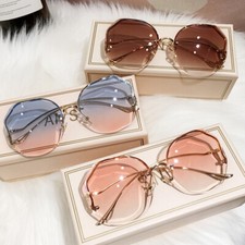 Óculos de sol feminino aparado moda tamanho grande ao ar livre tons degradê ✦ comprar usado  Enviando para Brazil