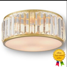 Lámpara de techo de montaje empotrado de cristal dorado de 12" con accesorio de tambor de 3 luces para dormitorio segunda mano  Embacar hacia Mexico