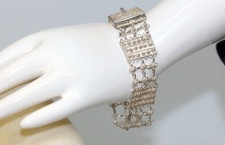 PULSEIRA DELICADA VINTAGE FEITA À MÃO PAINEL CANETILHA FILIGRANA PRATA af comprar usado  Enviando para Brazil