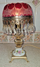 LUMINÁRIA DE MESA VINTAGE VERMELHA BOÊMIA CRISTAL GOTA MUITO BOA QUALIDADE 11" ALTURA NOS PÉS DE LEÃO, usado comprar usado  Enviando para Brazil