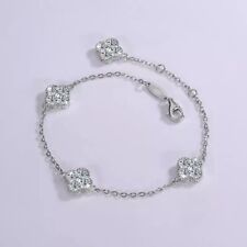 Pulseira de corrente floral de diamante corte redondo 2 quilates folheada a ouro branco 14K comprar usado  Enviando para Brazil