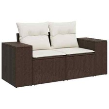 Sofa ogrodowa z poduszkami, 2-osobowa, brązowa, polirattan na sprzedaż  PL