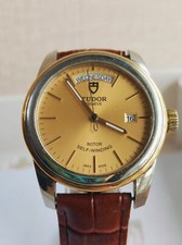 Relógio masculino Tudor Glamour data dia m56003 41 mm automático mostrador dourado pulseira de couro, usado comprar usado  Enviando para Brazil