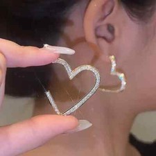 Brincos de argola redondos simulados em forma de coração de diamante folheados a ouro amarelo 14k 2 quilates comprar usado  Enviando para Brazil