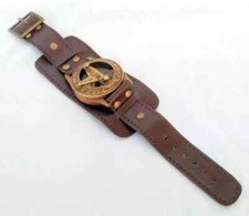 Relógio de pulso bússola de bronze e pulseiras de couro steampunk náutico comprar usado  Enviando para Brazil