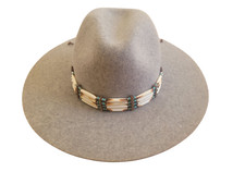 Faixa de chapéu Western Buffalo osso ajuste faixa de chapéu cowboy bege turquesa, usado comprar usado  Enviando para Brazil