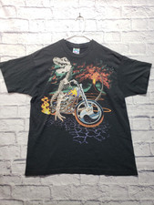 Camisa vintage AOP 1993 azul líquido Bad To the Bone T-Rex motocicleta Shawn Kenney GG comprar usado  Enviando para Brazil