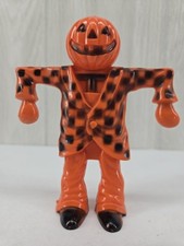 Recipiente plástico para doces DAMAGED VTG Halloween abóbora espantalho Rosen Rosbro comprar usado  Enviando para Brazil