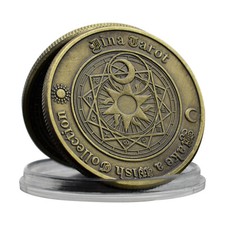 Moeda da sorte de tarô metal bronze retrô astrologia coleção de moedas comemorativas presente, usado comprar usado  Enviando para Brazil