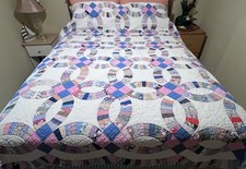 Usado, Saco de alimentação vintage todo costurado à mão anel de casamento duplo 72” X 82” comprar usado  Enviando para Brazil