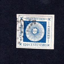 Uruguay 1859 sello Mi#11a usado CV=36$ lote 2 falsificaciones segunda mano  Embacar hacia Mexico