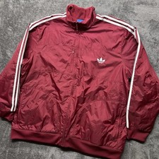 Jaqueta Adidas Masculina 3XL Vermelha Marrom Zíper Completo Forrada de Lã Três Listras Pista Nylon comprar usado  Enviando para Brazil