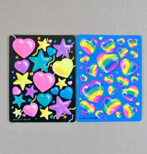 2 folhas de adesivos removíveis vintage Post-It corações neon estrelas, 1 adesivo faltando comprar usado  Enviando para Brazil