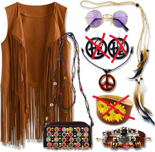 Usado, Fantasia hippie Love n Peace anos 60 anos 70 conjunto de acessórios fantasia Halloween comprar usado  Enviando para Brazil