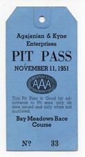 1951 Bay Meadows Race Course AAA Pit Pass para Stock Car Race comprar usado  Enviando para Brazil