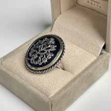 ANCIEN Bague Argent Marcassite Email ANTIQUE Sterling Silver Enamel Ring comprar usado  Enviando para Brazil