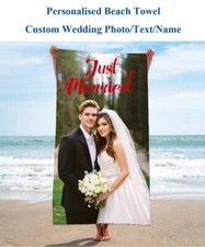 Foto/nome/texto de casamento personalizado toalha de praia natação surf presente de férias comprar usado  Enviando para Brazil
