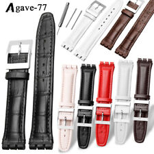 Pulseira de couro 17mm 19mm pulseira de couro de bambu para relógio de substituição Swatch nova comprar usado  Enviando para Brazil