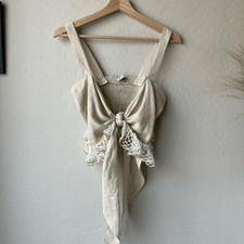Usado, Regata My Beachy Side Top cropped renda frente bronzeada crochê sistema operacional comprar usado  Enviando para Brazil